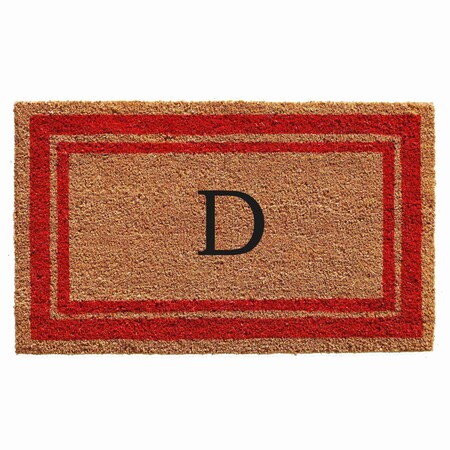 Monogram Door Mat, Natural, Red, 24 in W x 36 in L
